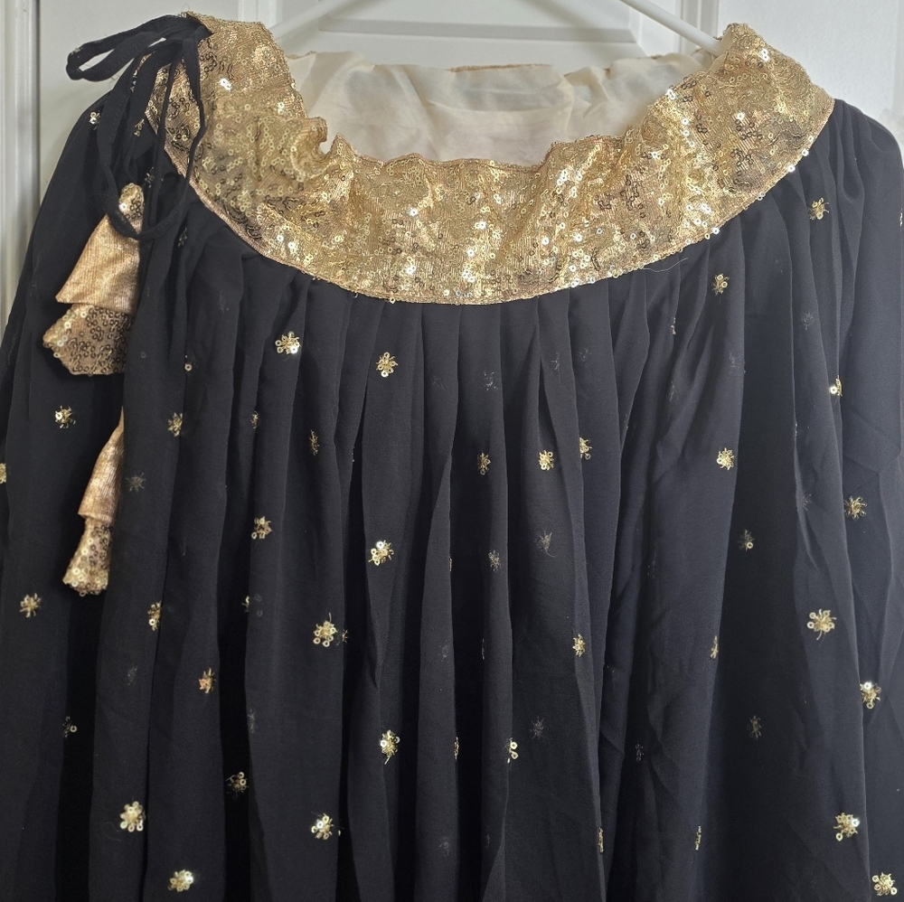 Black Golden Sharmily Lehenga Choli Set with Sequin Blouse - Picture 8 of 14